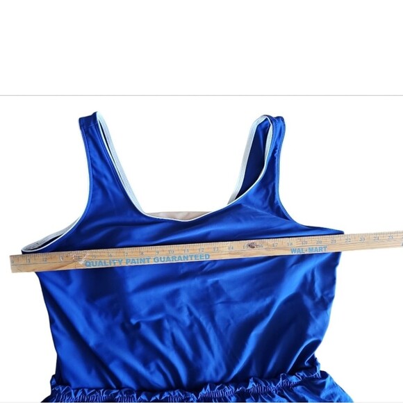 Swim365 One Piece Romper Swimsuit Front Pockets Built In Padded Bra Blue Sz 26W - Picture 6 of 14